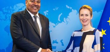 Minister Kombo meets with HRVP Kaja Kallas.